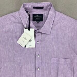 Rodd & Gunn Linen Shirt Mens XL Purple NWT Button Up Short Sleeve